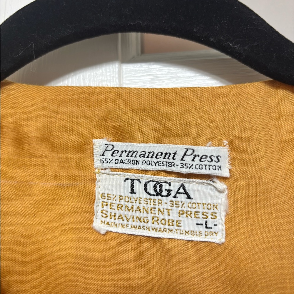 Vintage TGA Men’s Shaving Jacket Mustard Gold Permanent Press L